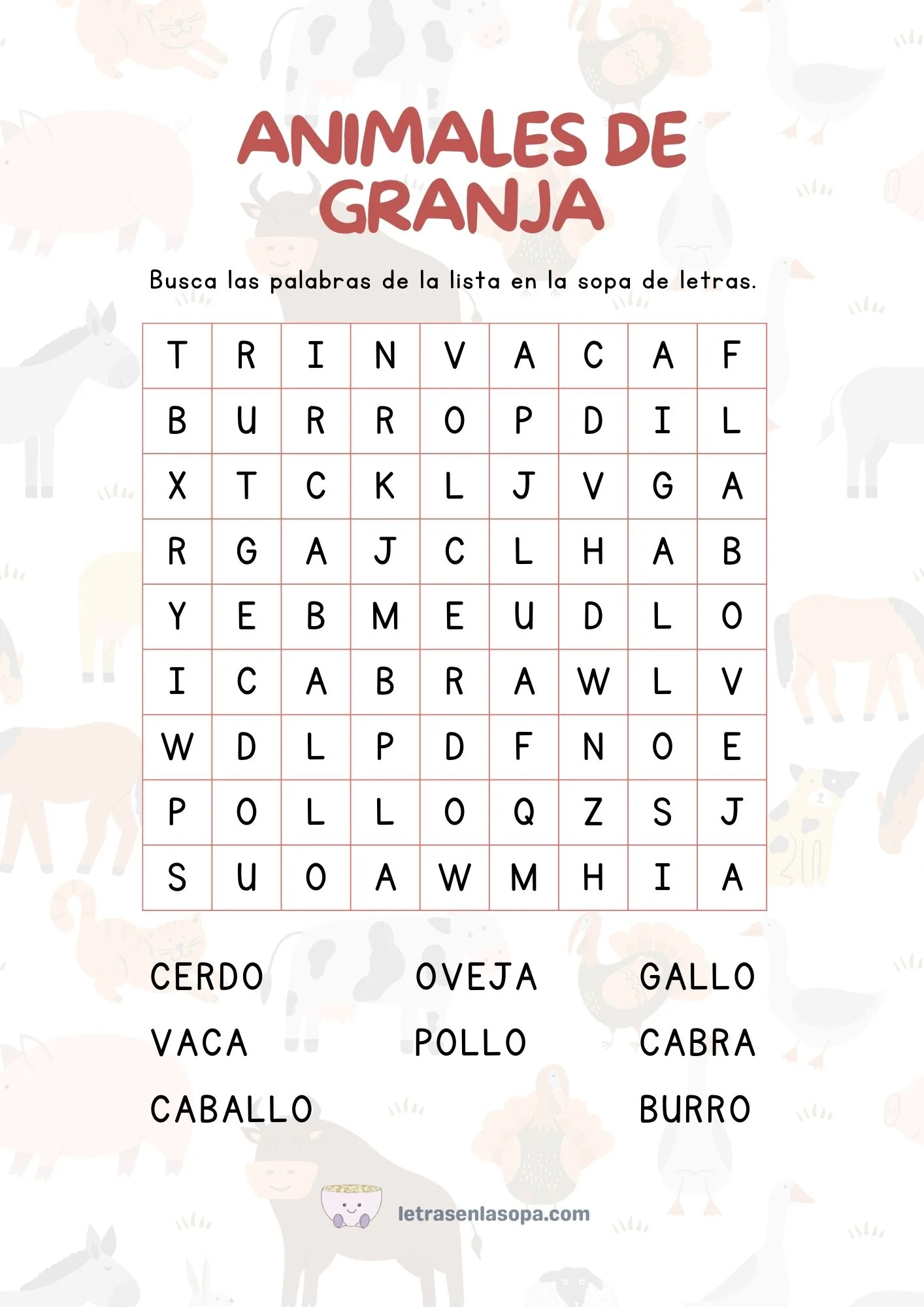 sopa de letras para niños de 6 a 7 años