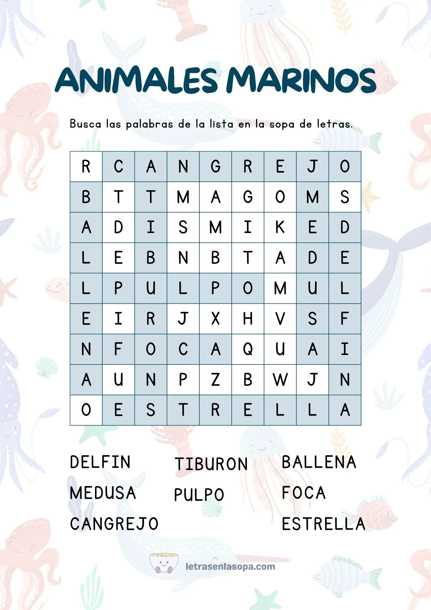 soluciones letras de sopas gratis 6 a 7 años