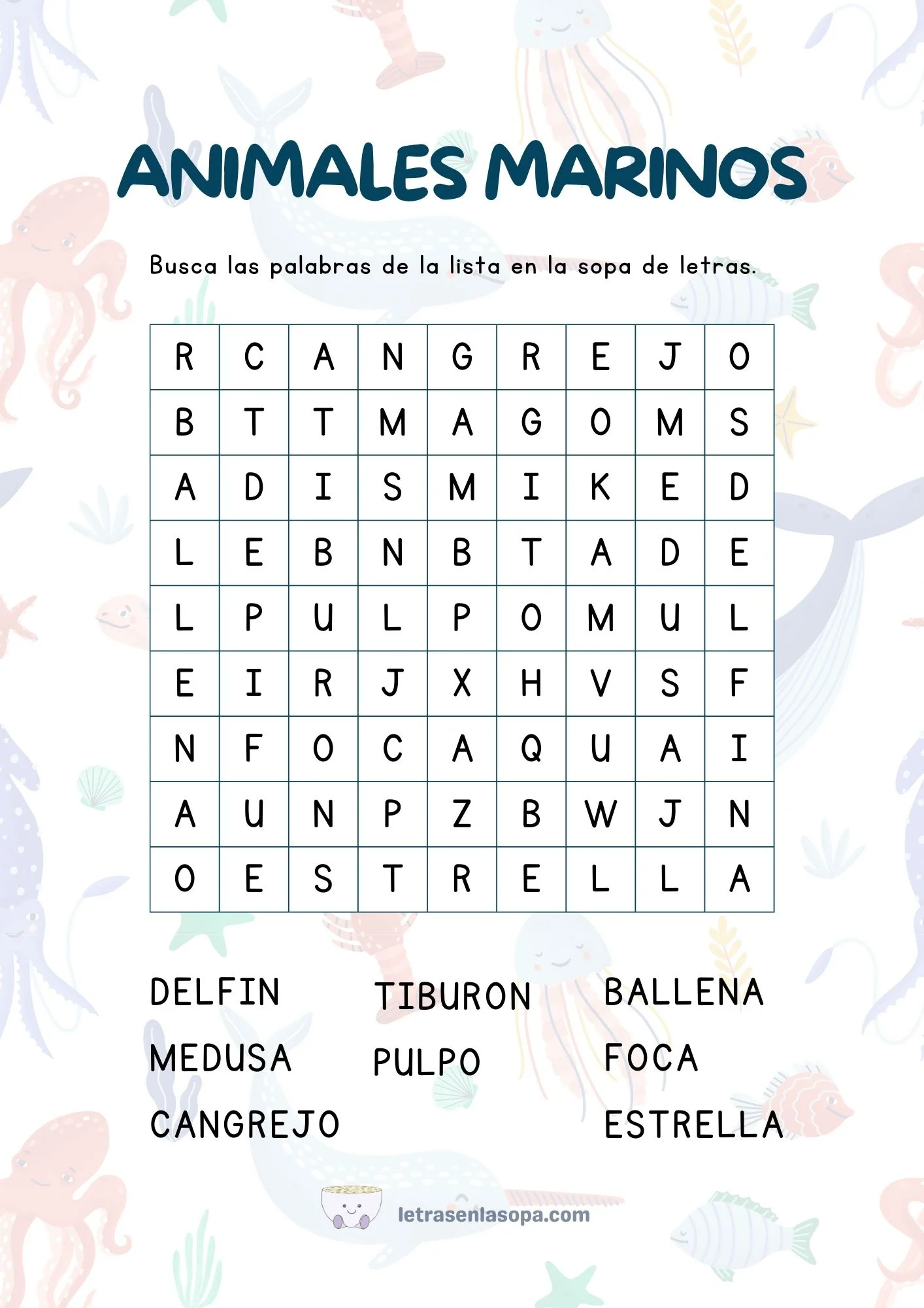 sopa de letras para niños de 6 a 7 años pdf