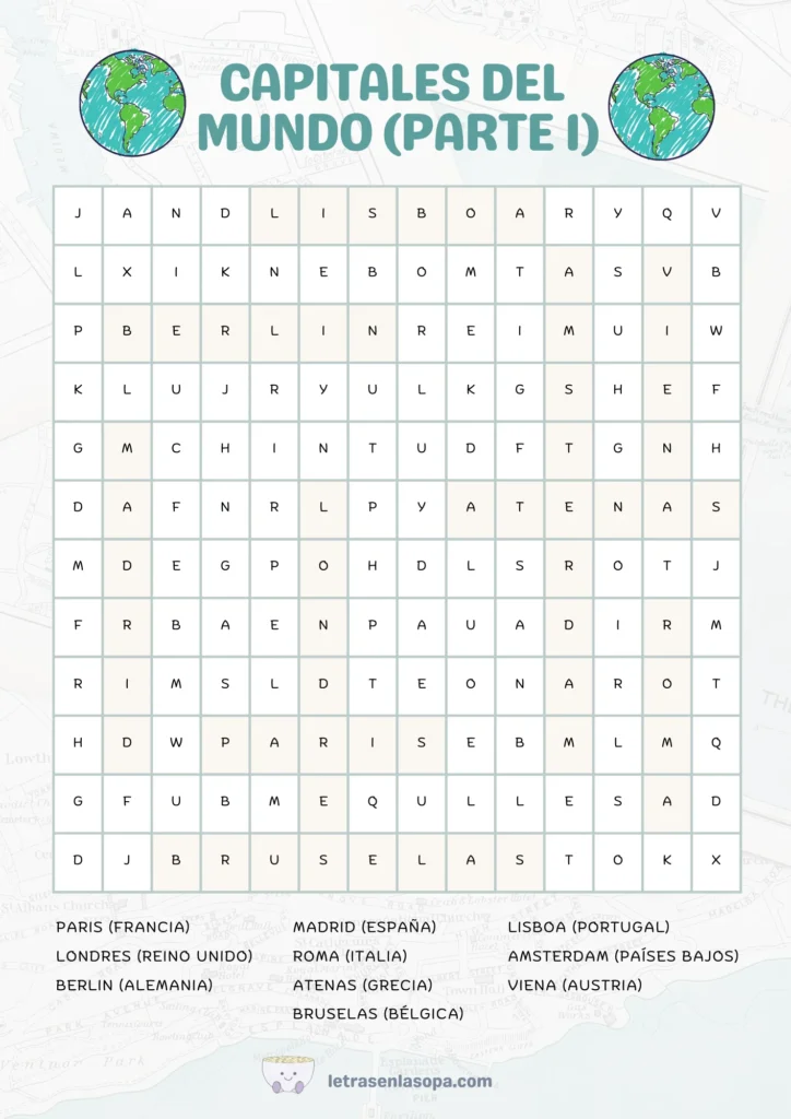 sopas de letras niños 10 a 12 años dificiles soluciones