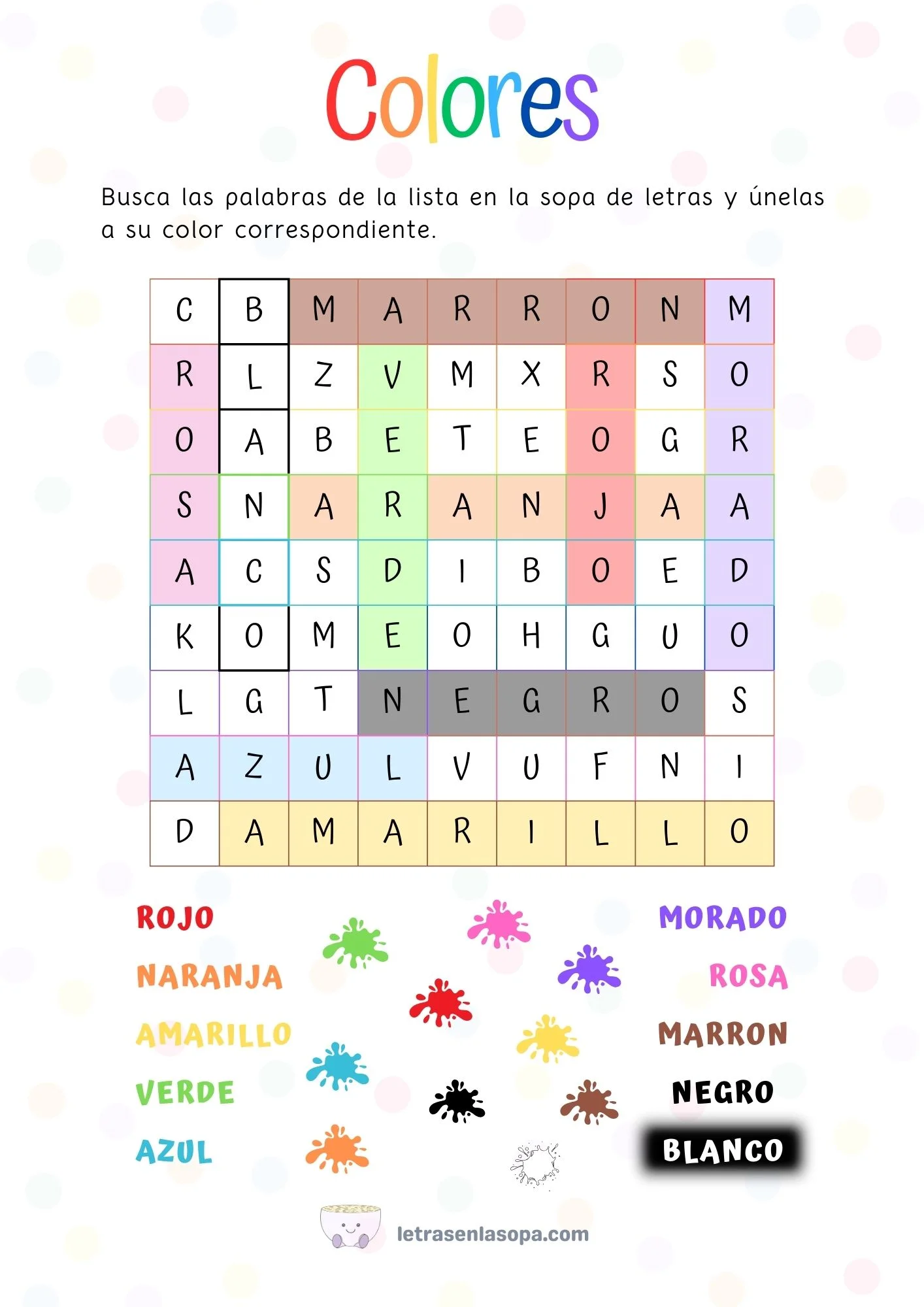 soluciones letras de sopas gratis 6 a 7 años