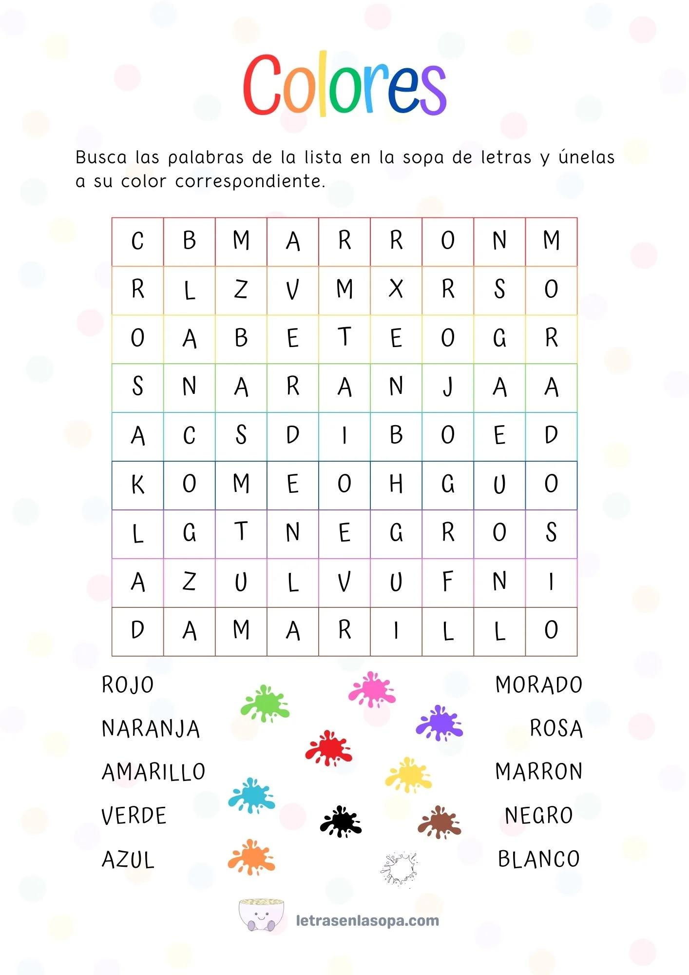 letras de sopas gratis 6 a 7 años