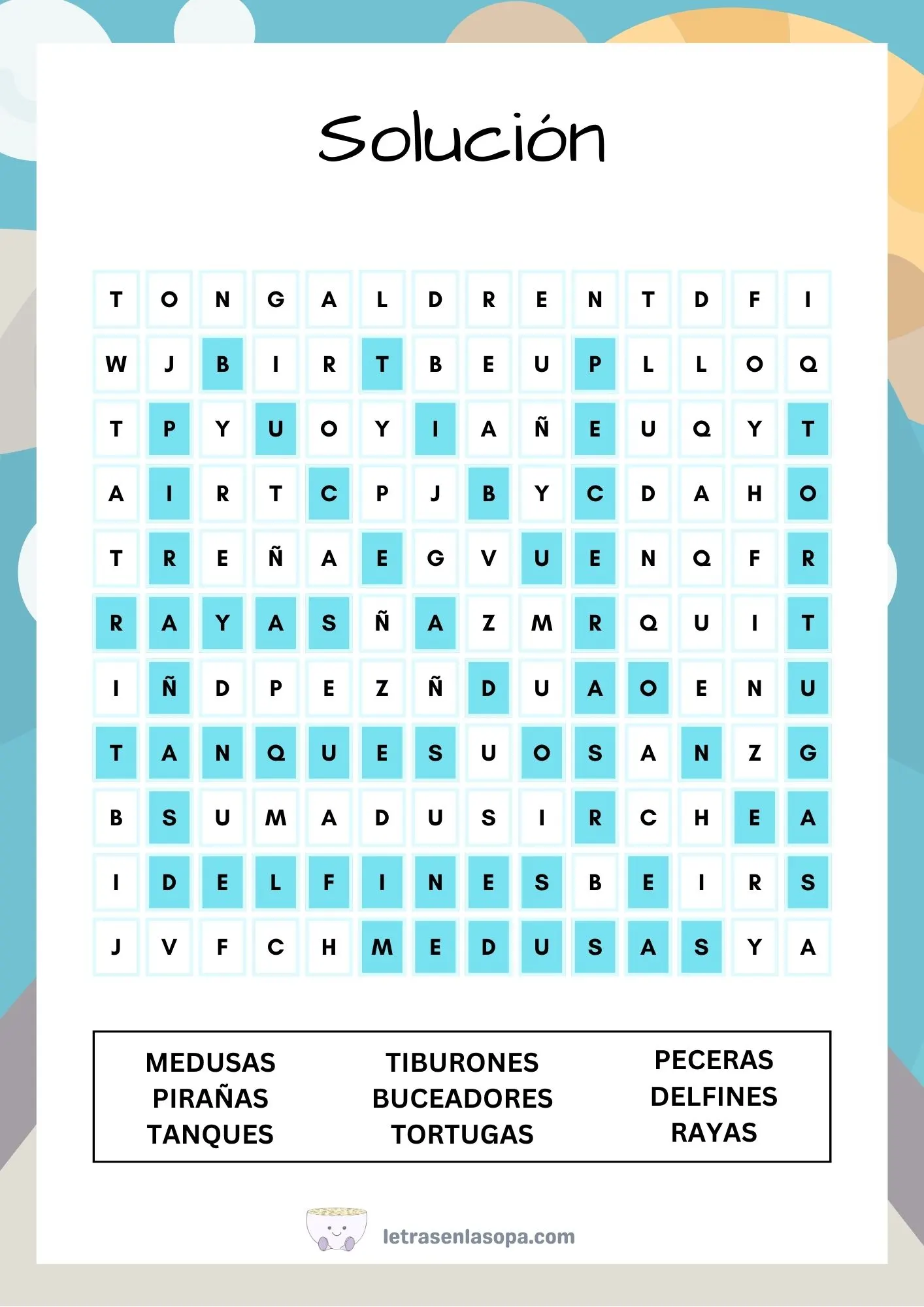sopas de letras niños dificiles soluciones
