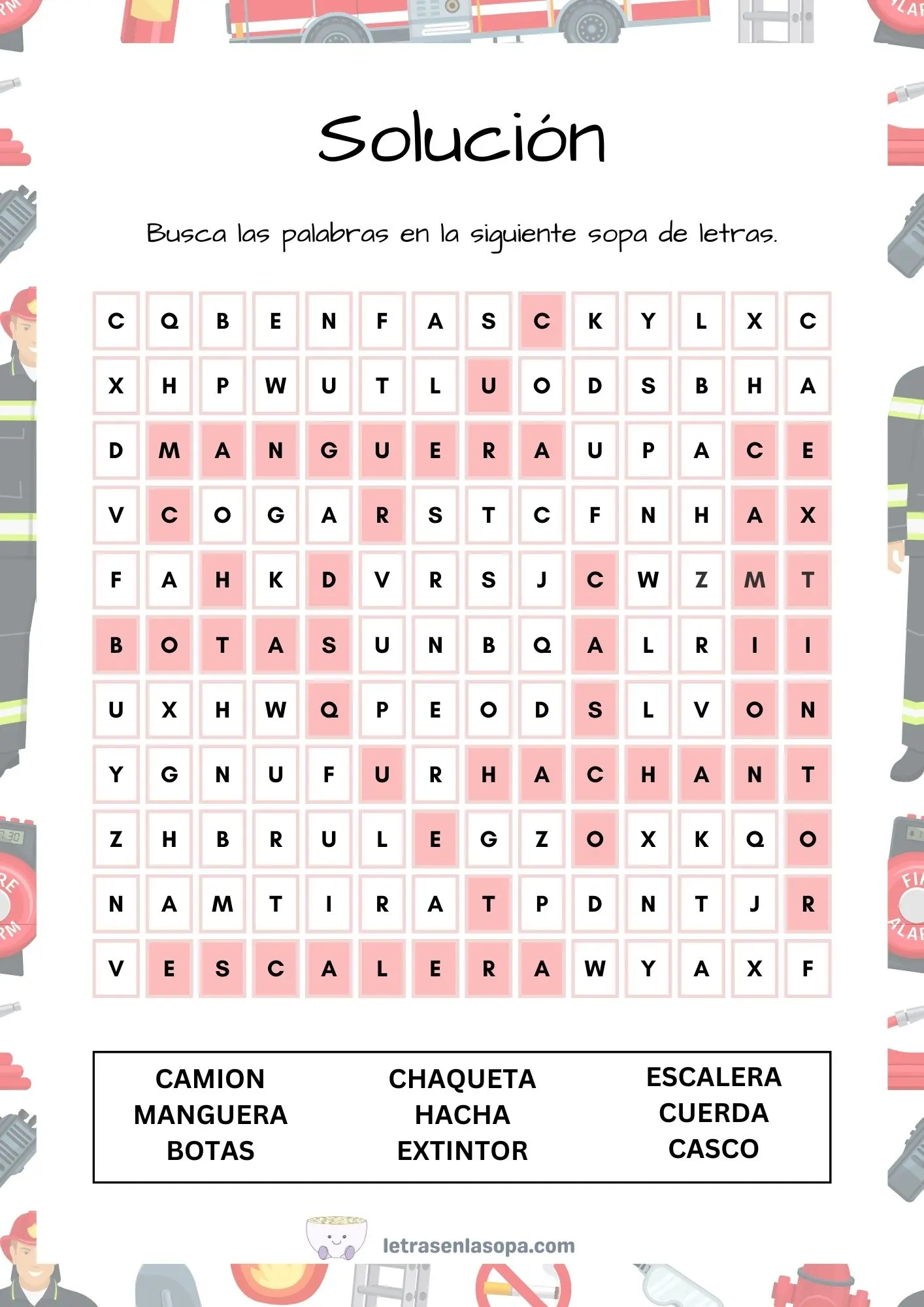 sopas de letras niños dificiles soluciones