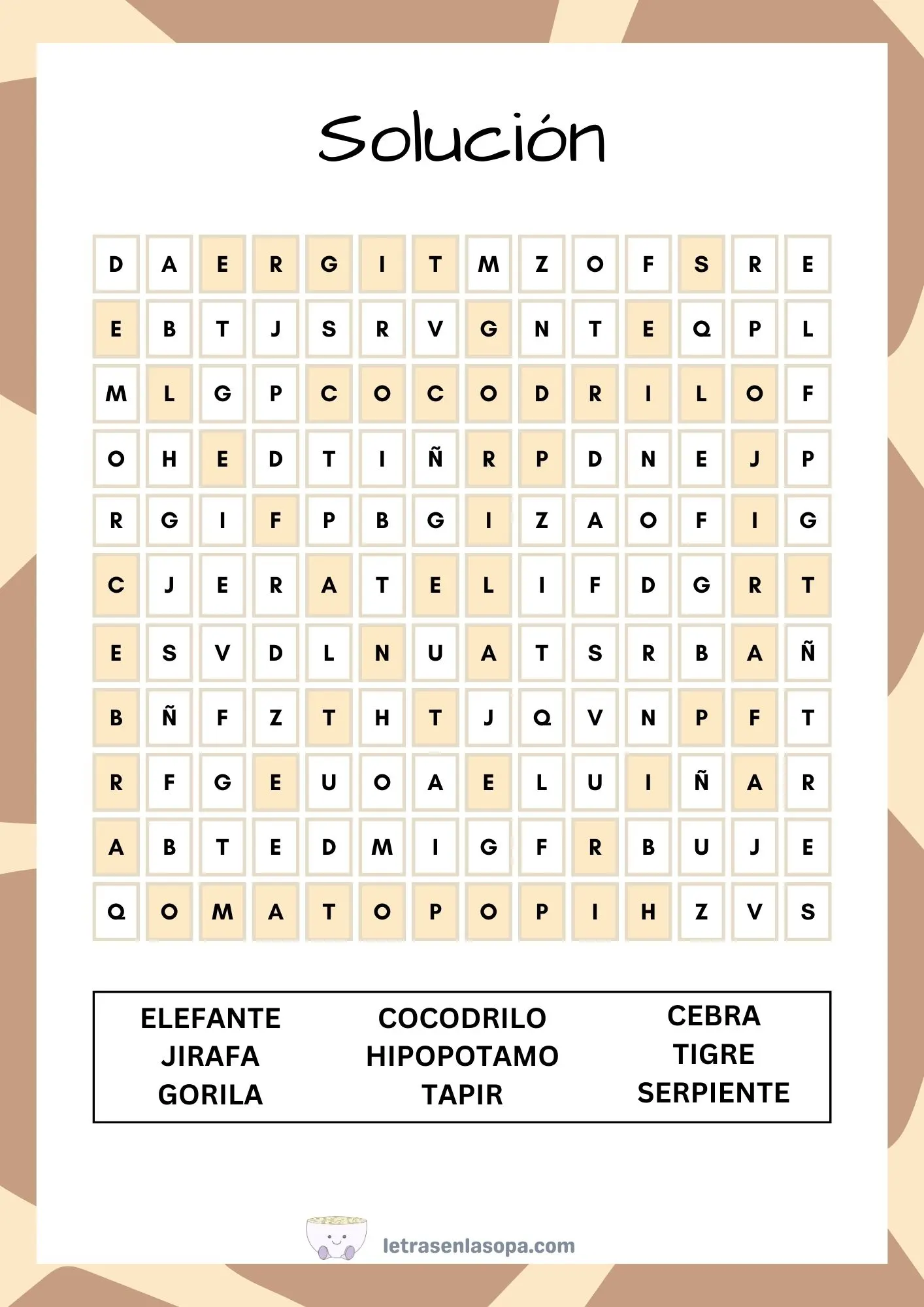 sopas de letras niños dificiles soluciones