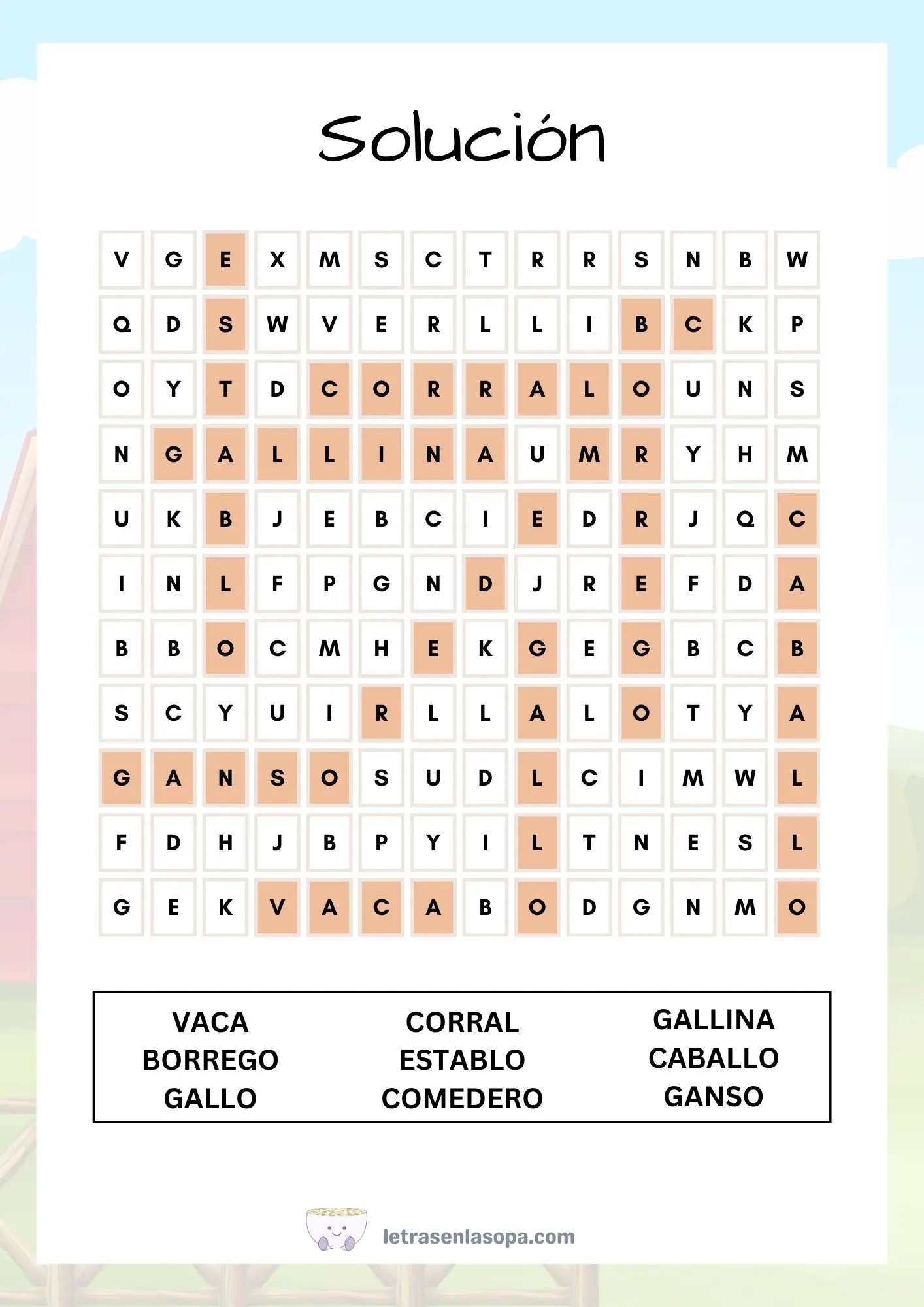 sopas de letras niños dificiles soluciones