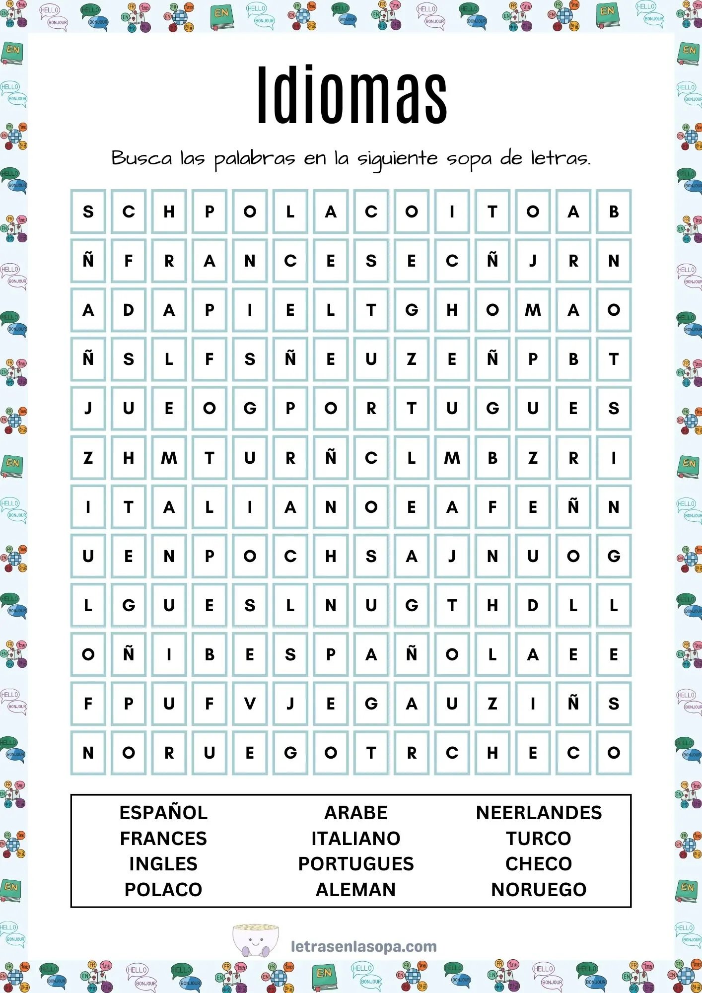 sopa de letras para adultos para imprimir pdf