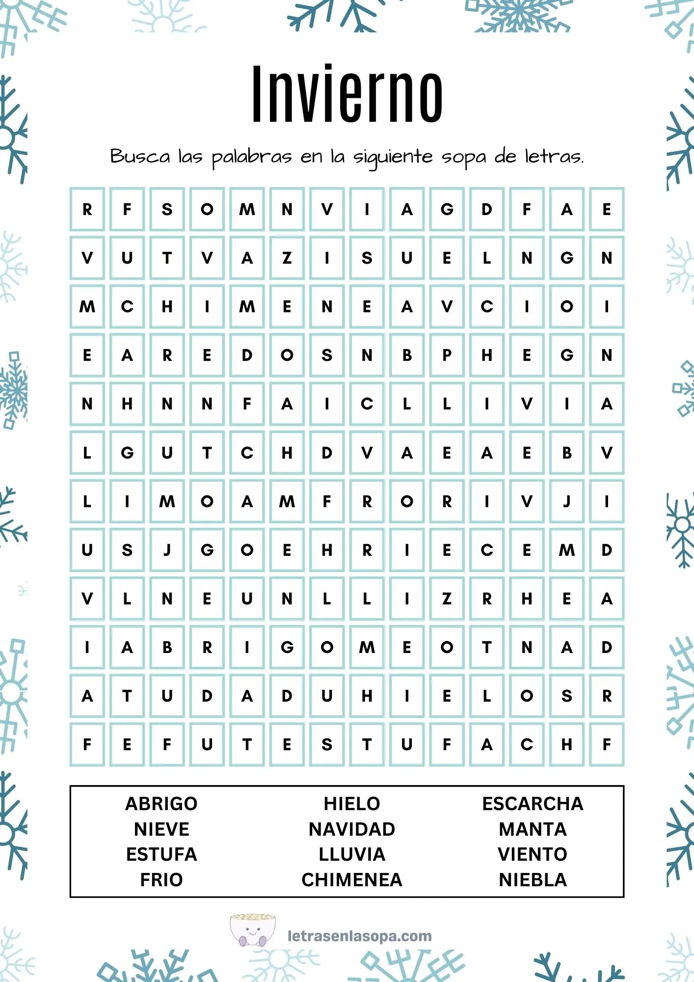 sopa de letras para adultos para imprimir pdf