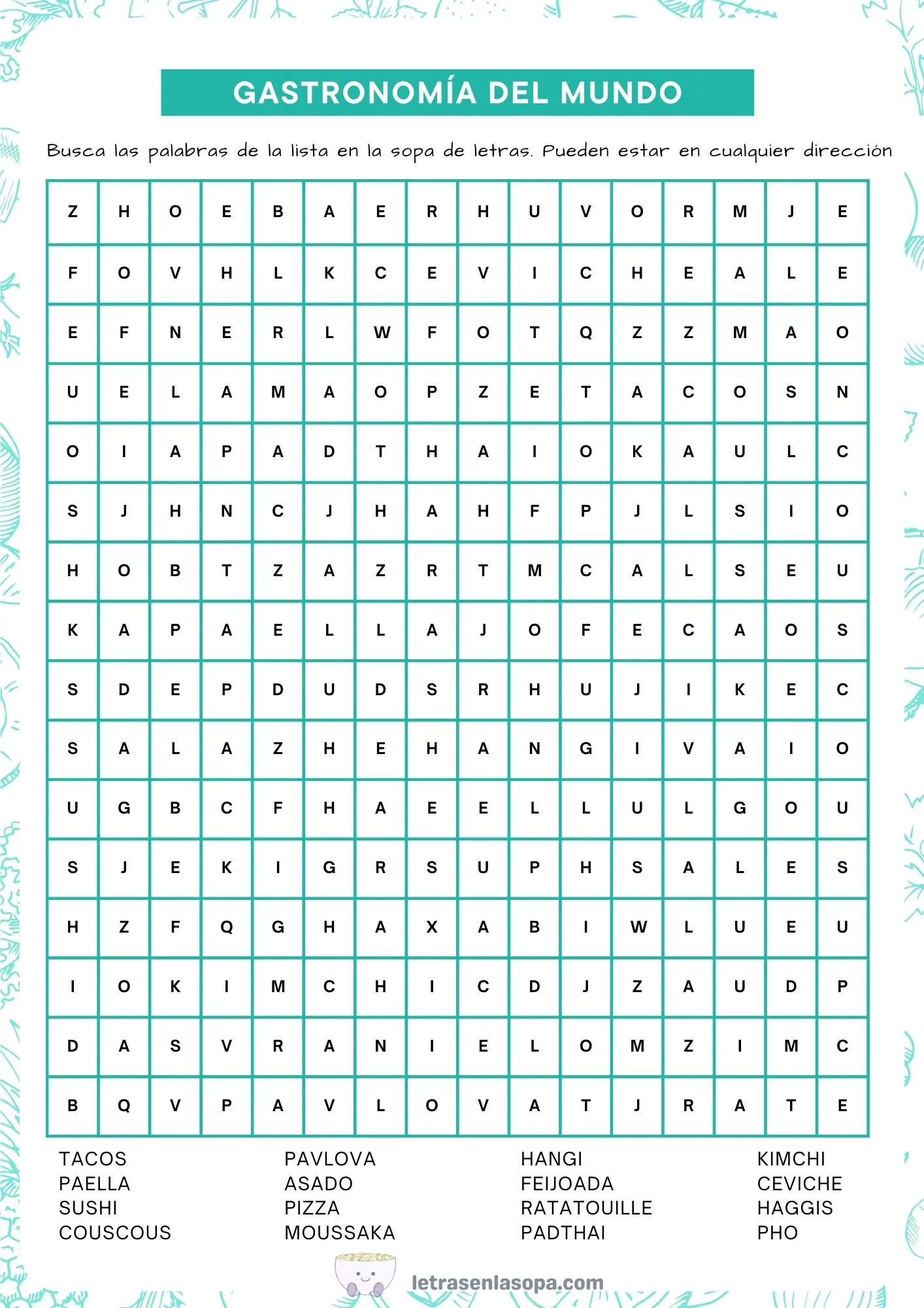 sopas de letras para adultos difíciles gratis