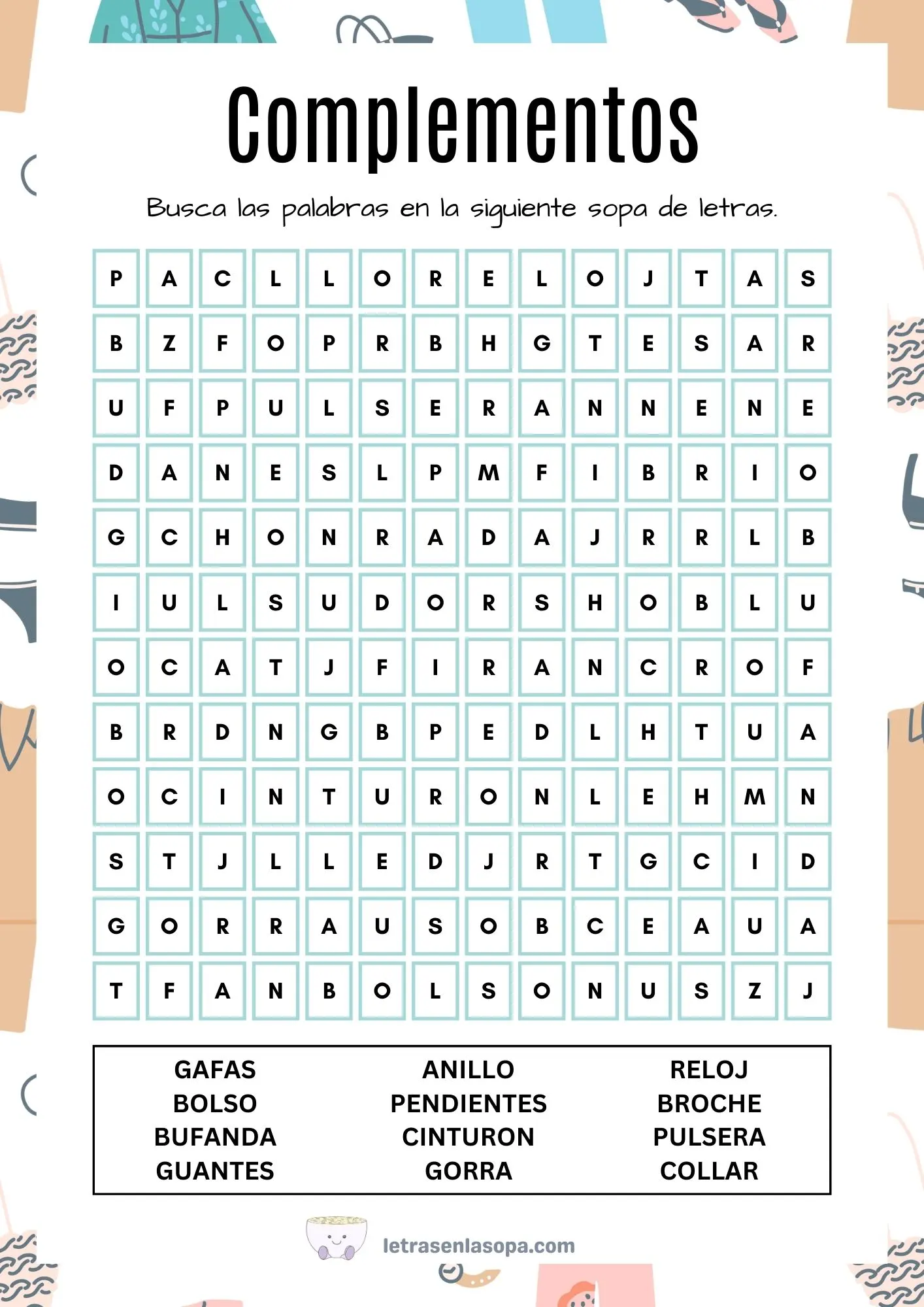 sopa de letras para adultos para imprimir pdf