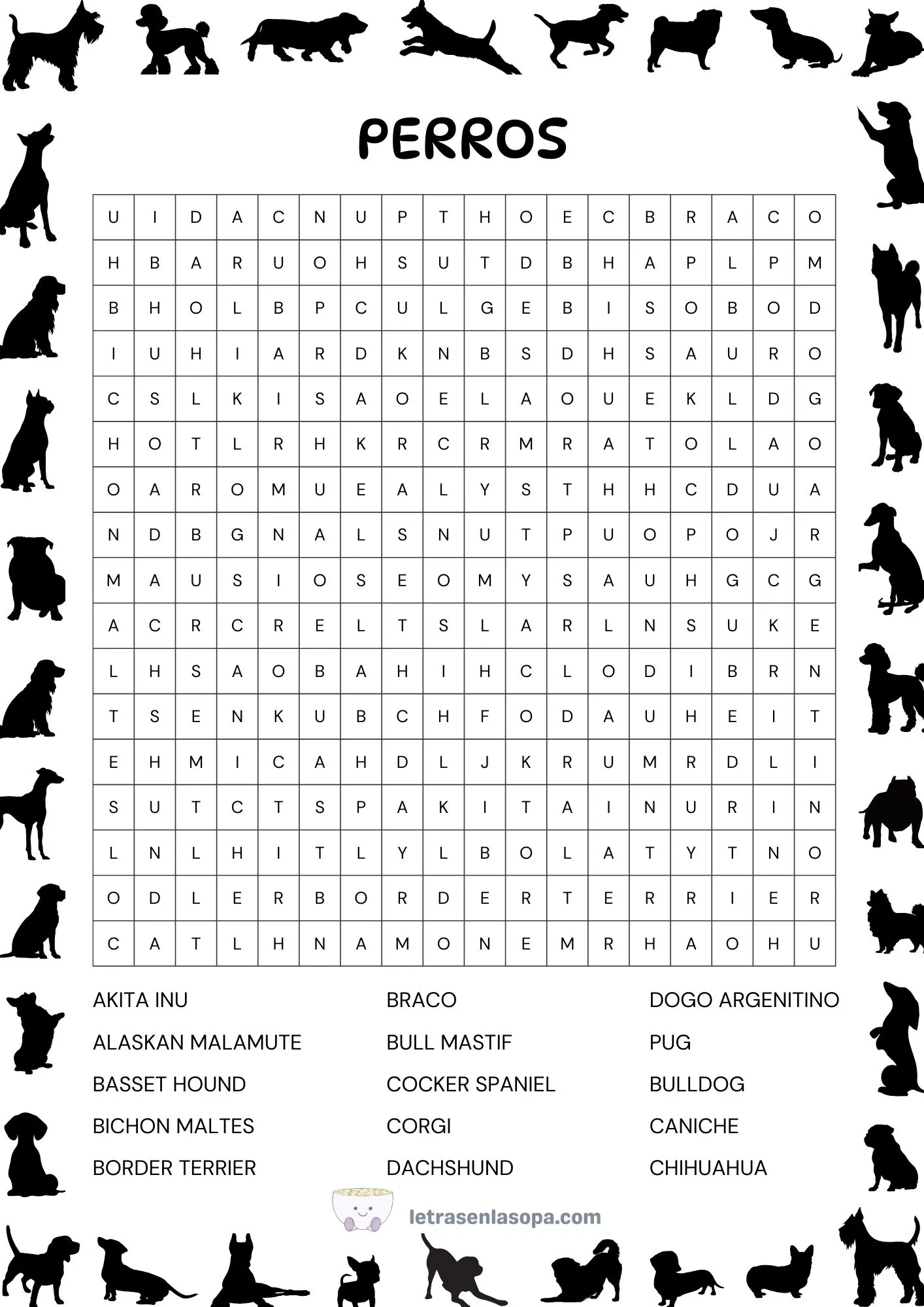 sopas de letras para adultos difíciles peludos