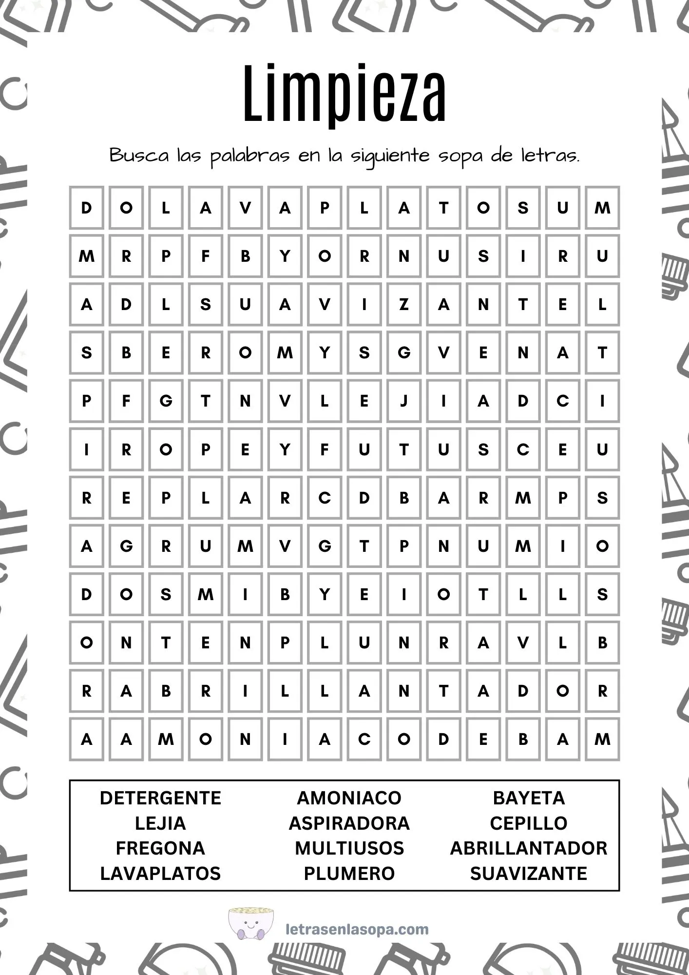 sopa de letras para adultos para imprimir pdf