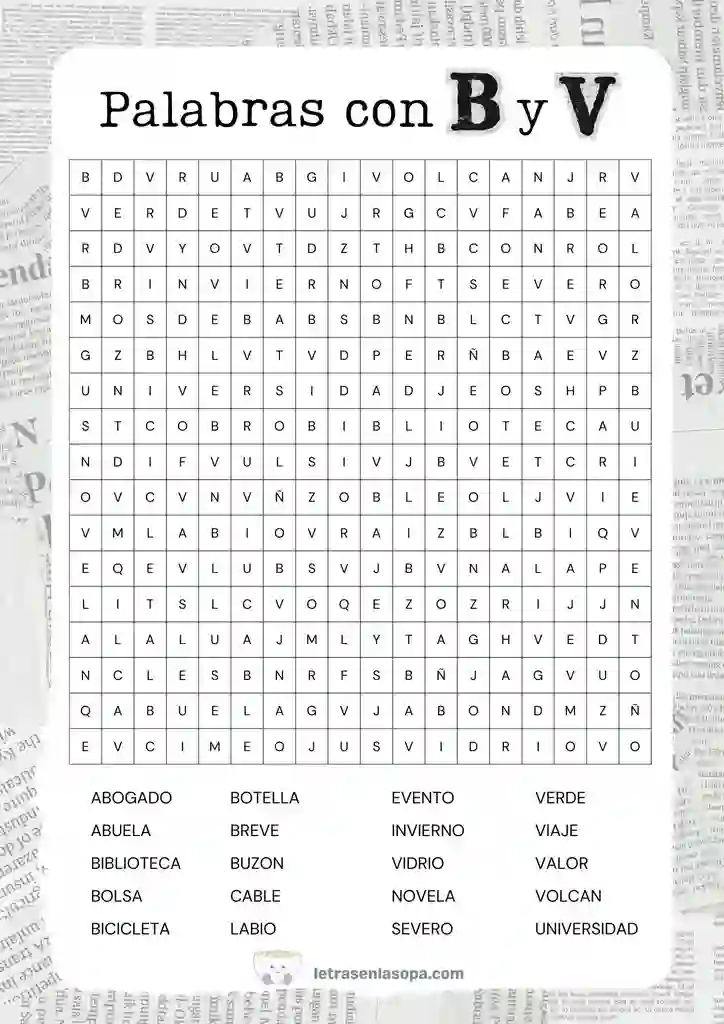  20 palabras con v